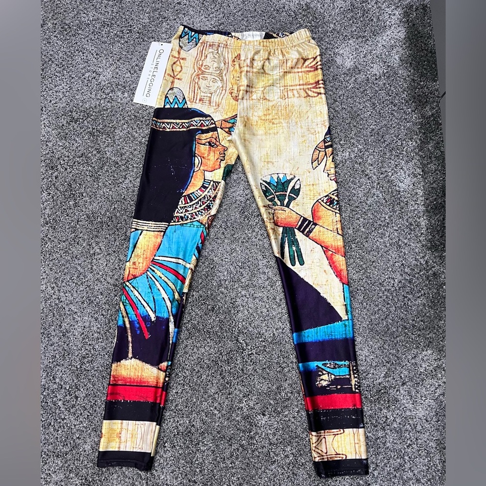 Egyptian Print Women's Leggings - Multicolor